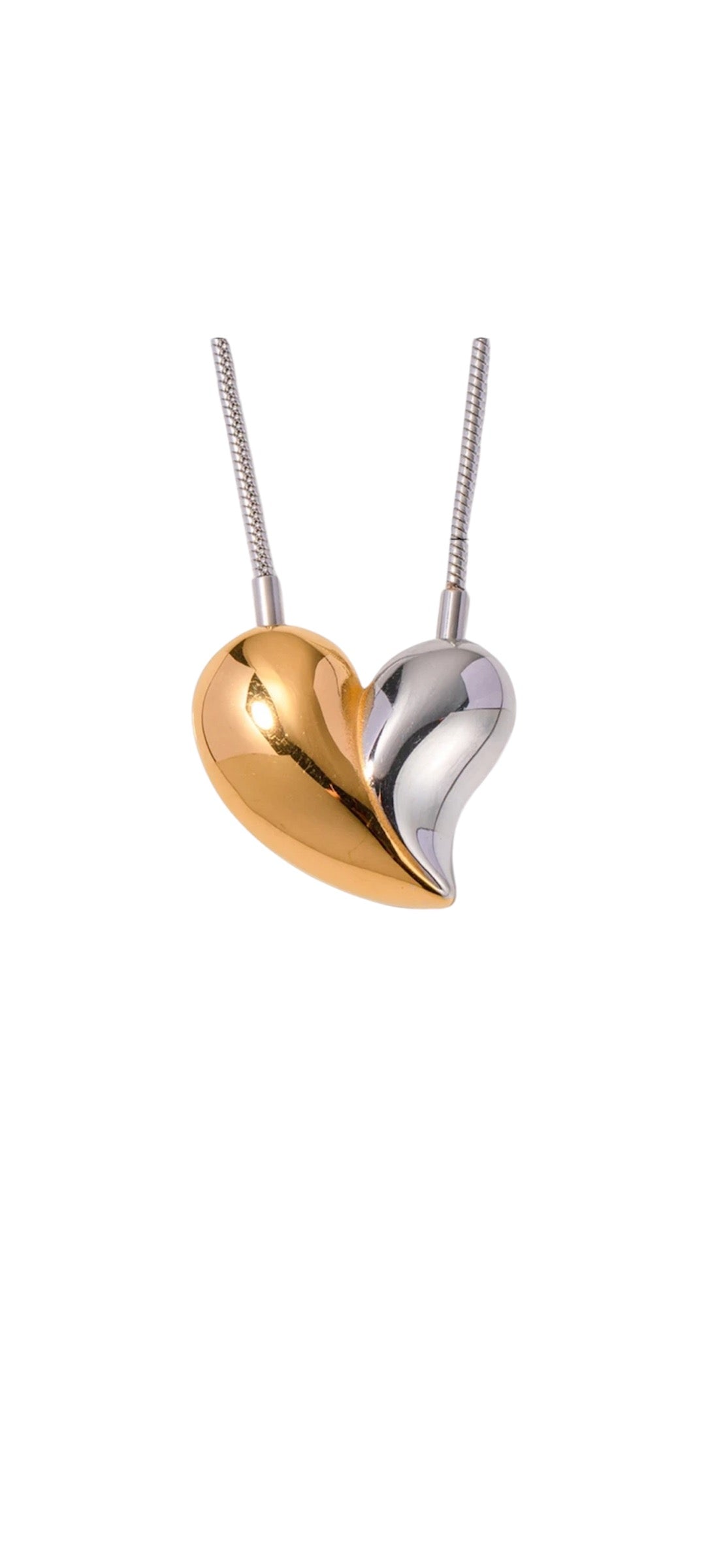 2 Tones Heart Necklace